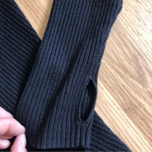 Lululemon Ribbed Knit Draped Open Front Cardigan Sweater Black - Picture 6 of 8